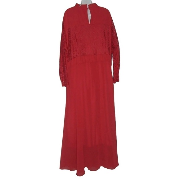 Roui Dress Red Plus Size Gown Long Lace Crochet Chiffon Party Boho Evening Sz 4X - Picture 5 of 11